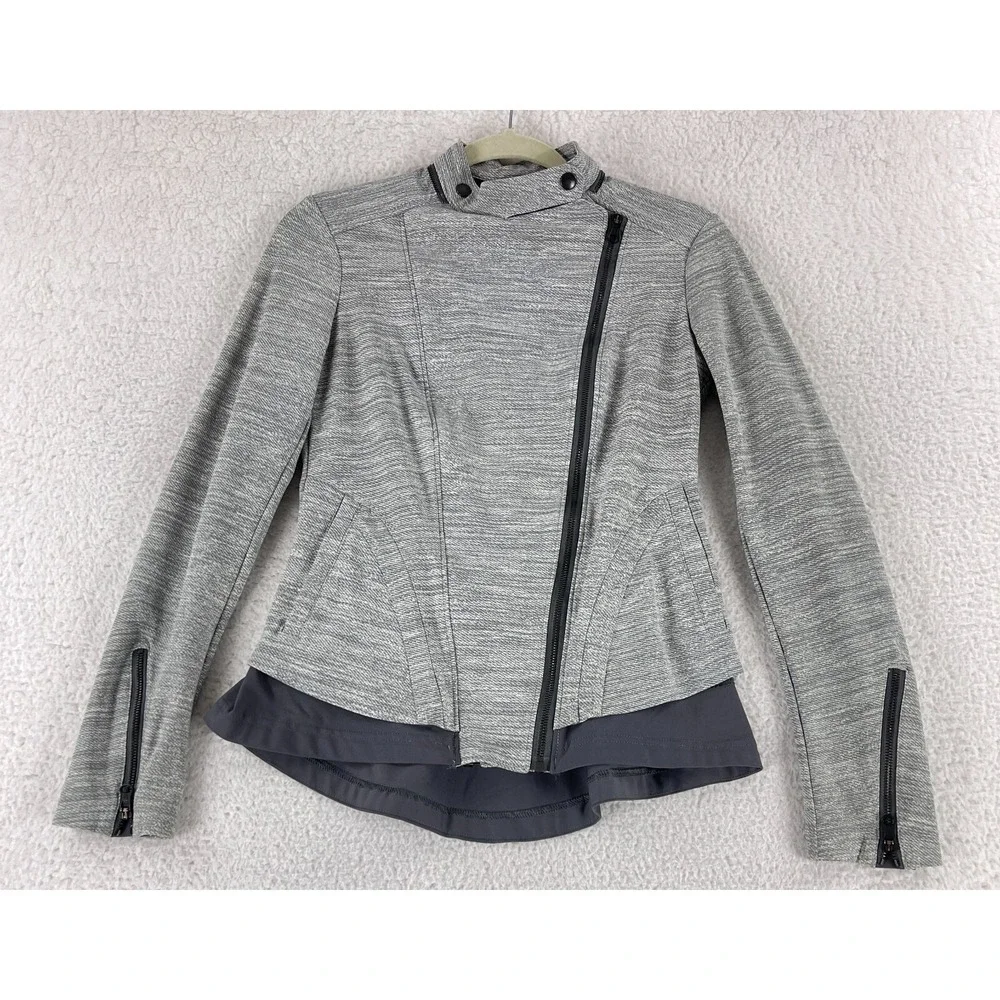 Lululemon Bust A Move Jacket Women Size 6 Commuter Denim Silver Spoon Slate Grey